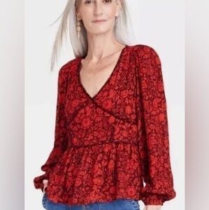 Knox Rose Women’s peplum blouse red size M great condition